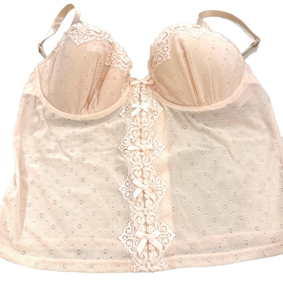 Rampage Sexy Lacy Pink Underwire Sheer Corset Bra Top with Bows; 36C NWOT - Picture 9 of 11